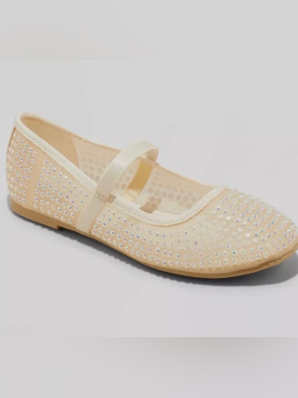 Art Class-Faye Embellished Mesh Ballet Flats, Beige, Girls Size 1, NIB!